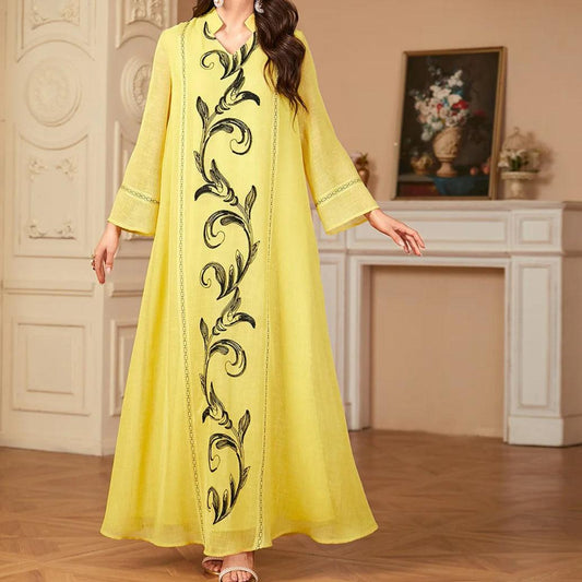 New Embroidery Maxi Abaya Kaftan - Palm and Thread