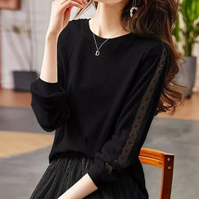 Hollow Out Lace Patchwork Elegant T-shirt - Palm and Thread