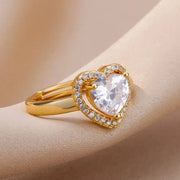 Stainless Steel Gold Color Love Heart finger Ring - Palm and Thread