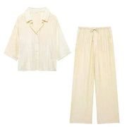Jacquard Loose Shirt Pant Matching Set - Palm and Thread