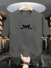 Fashionable Casual Loose Large Cute Cat Pattern Printed T-shirt Top - Palm and Thread