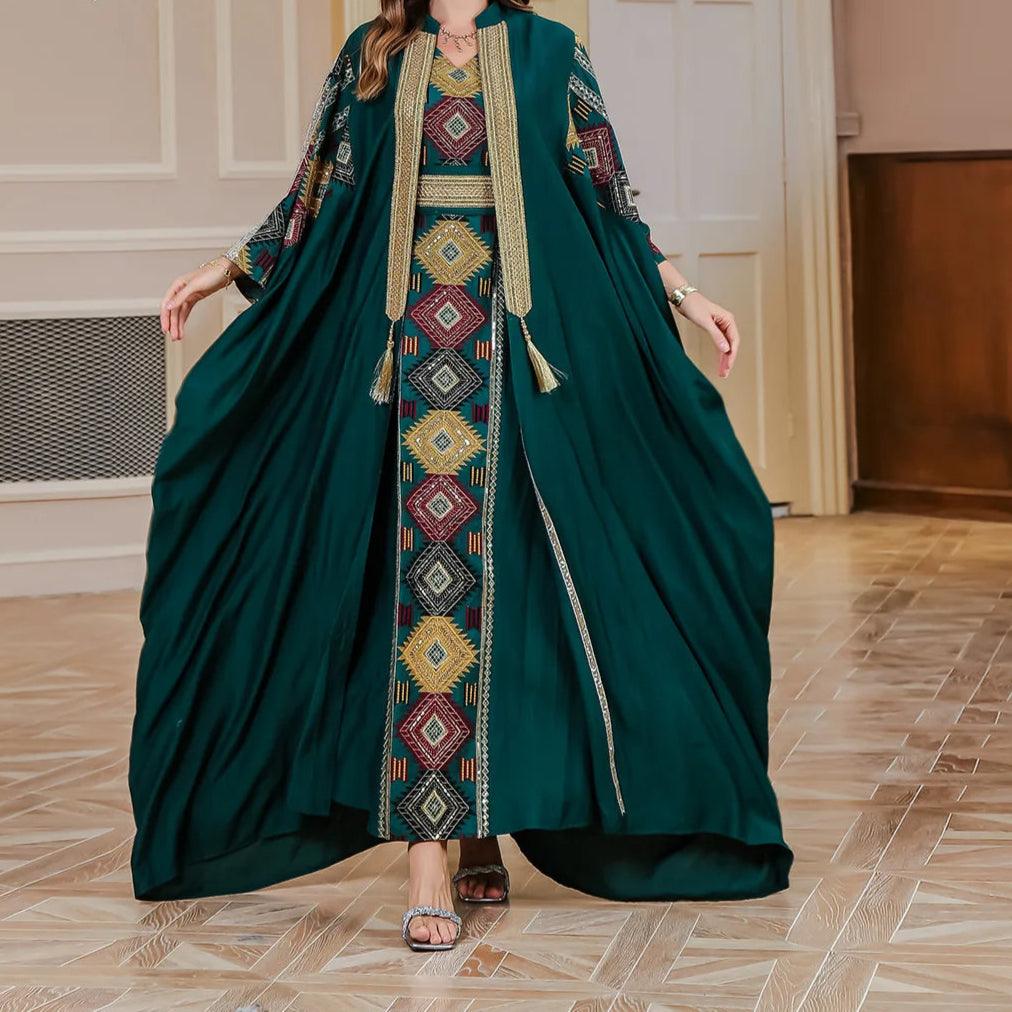 Embroidery Dress Open Abaya Cardigan Robe - Palm and Thread