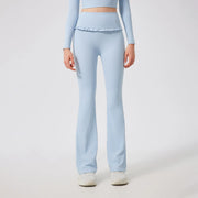 Padded Long Sleeve Crop Top & High Waist Flared Leggings