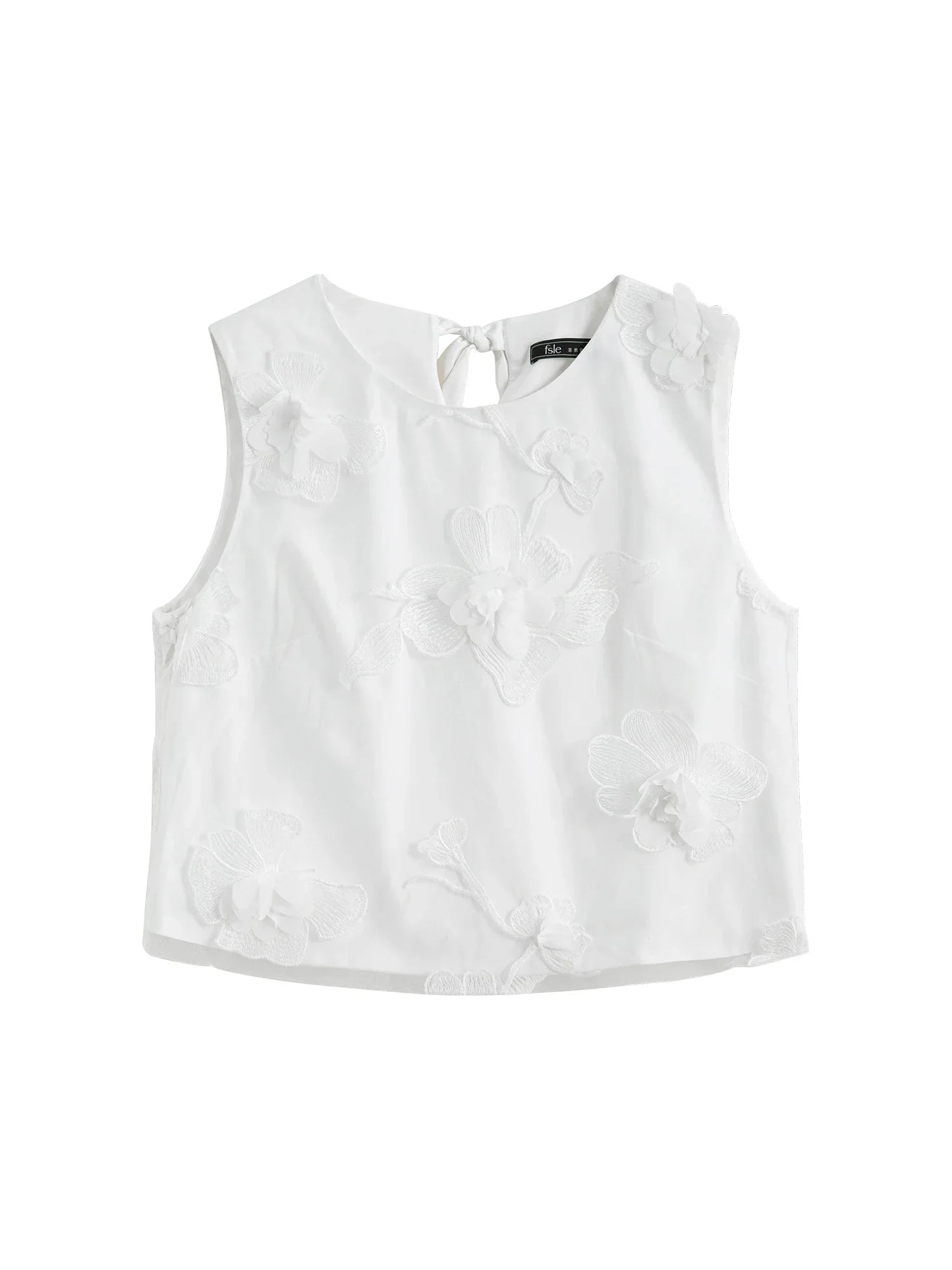Sleeveless Acetate Embroidered Shirt Skirt Set - Palm and Thread