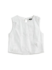 Sleeveless Acetate Embroidered Shirt Skirt Set - Palm and Thread