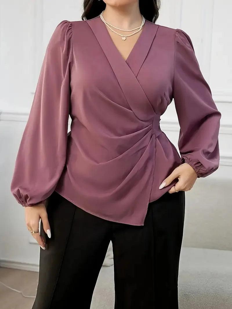 Tie Blouse Lantern Sleeve Elegant - Palm and Thread