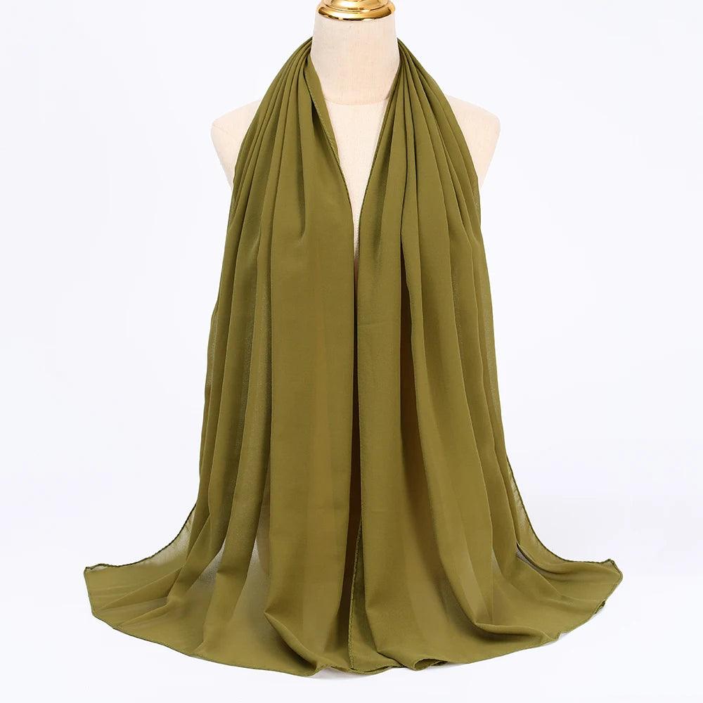 Chiffon Hijab Scarf Long Solid Color Head Wrap - Palm and Thread