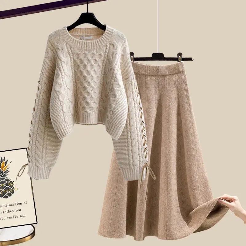 Loose Sweater High Waist Mid Length Half Skirt Matching Set - Palm and Thread