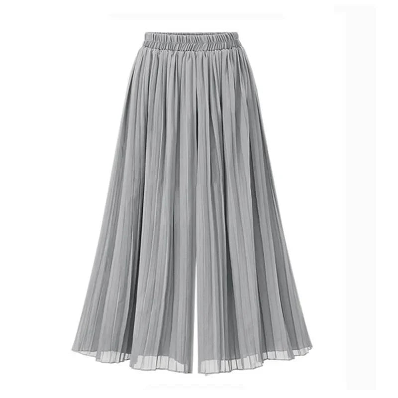 Ankle-Length Chiffon Pleated Culotte Pant - Palm and Thread