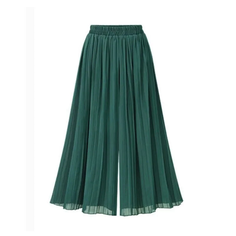 Ankle-Length Chiffon Pleated Culotte Pant - Palm and Thread