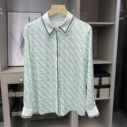 Print Blue Button Up Casual Top - Palm and Thread