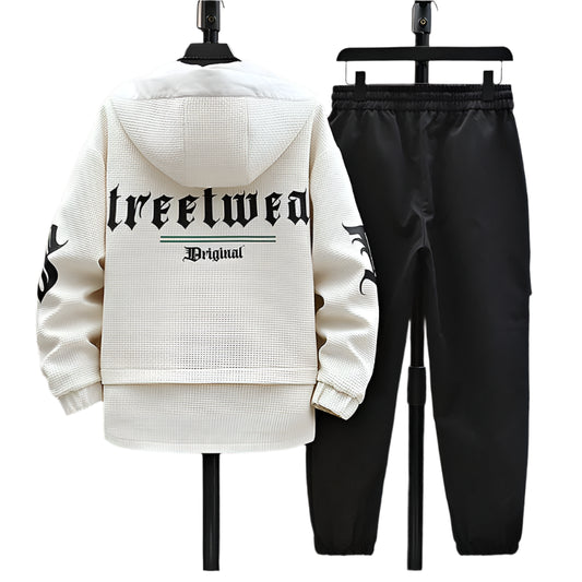 Hooded Sportswear Jacket + Pant Matching Set - Palm and Thread