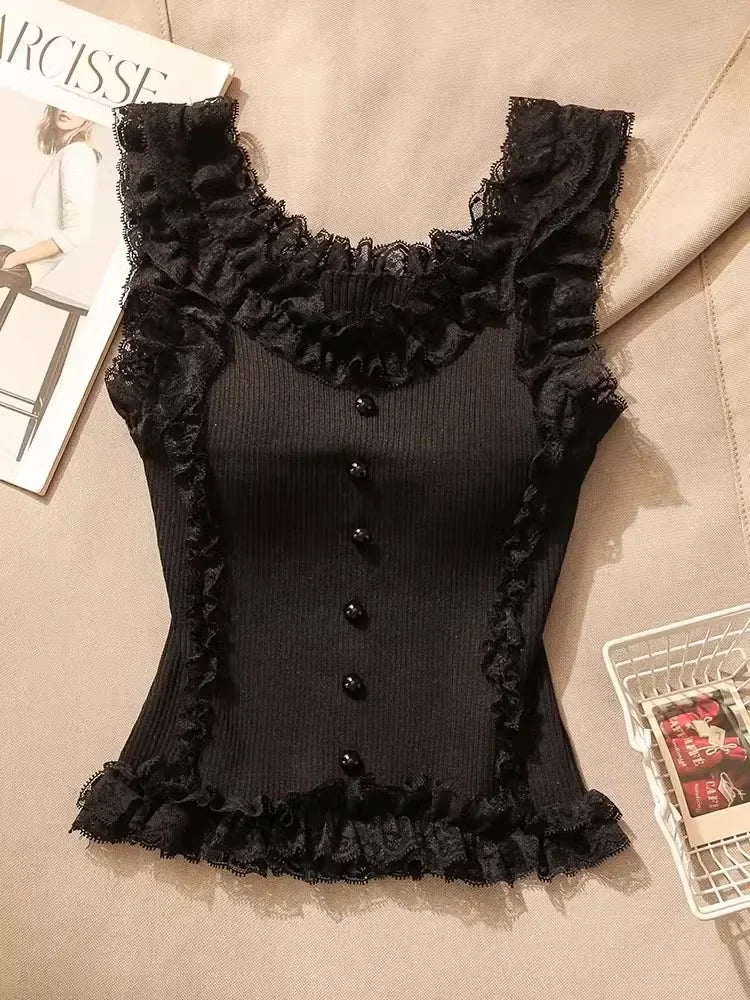 Lace Patchwork Crop Top - Palm and Thread
