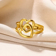 Stainless Steel Heart Wide Ring Adjustable - Palm and Thread