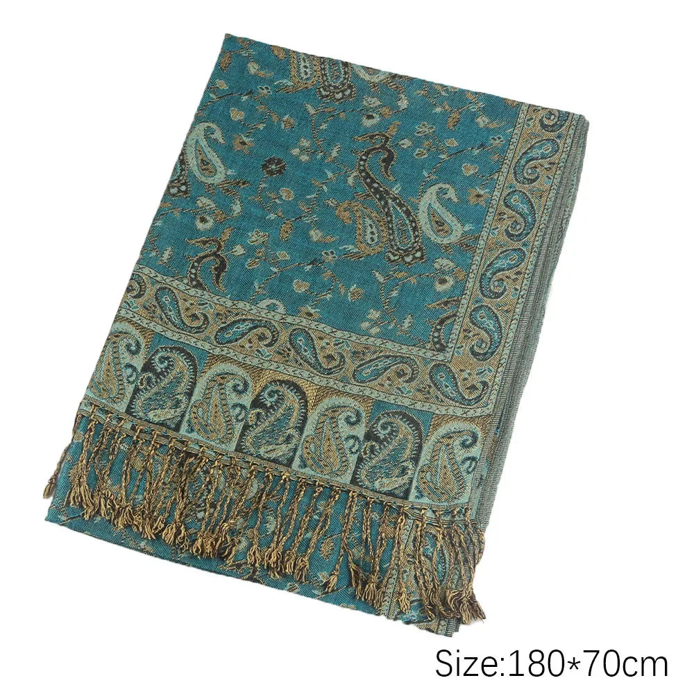 Fashion Paisley Kashmiri Imitated Pashmina Tassel Scarf - Palm and Thread