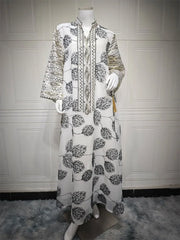 Embroidery Sequins Maxi Dress Casual Loose Abaya - Palm and Thread
