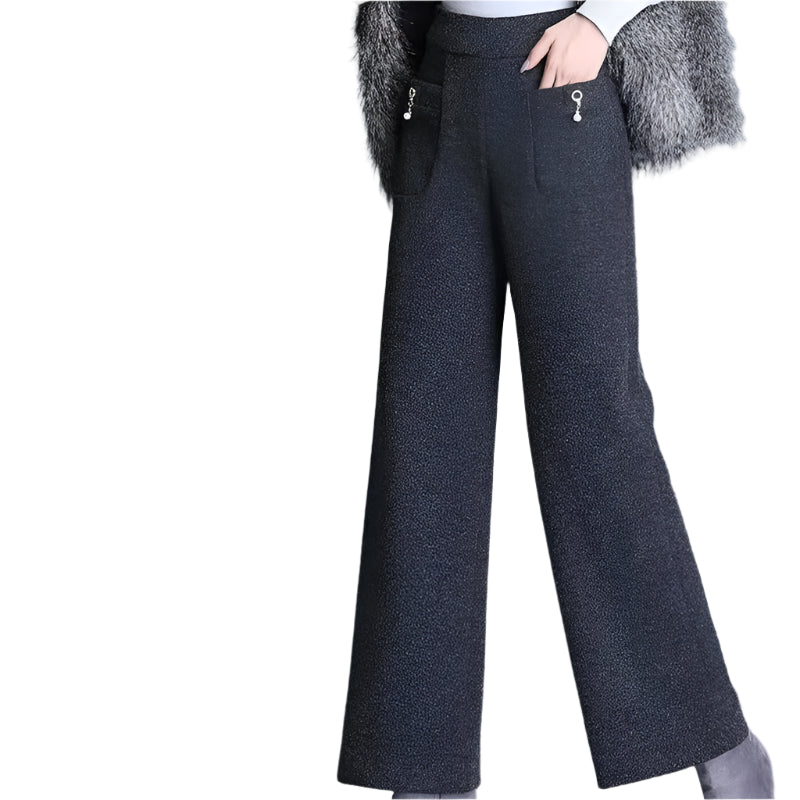 Elegant Thick Woolen Straight Pant - Palm and Thread