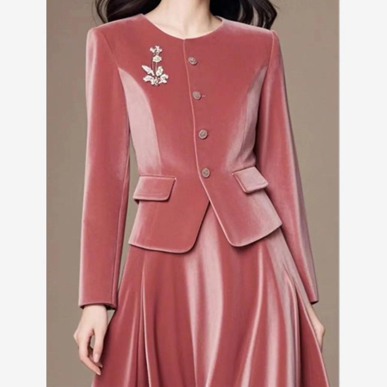 Elegant Single Breasted Jacket + Midi Skirt Suit - Palm and Thread