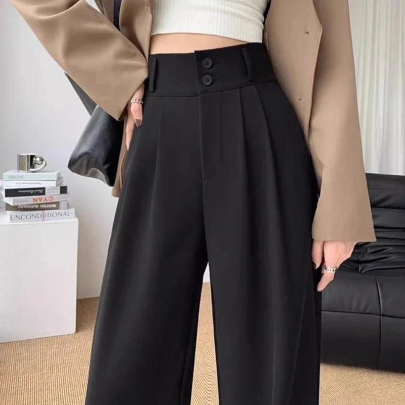 Elegant Wide Leg High Waist Baggy Suit Pant - Palm and Thread