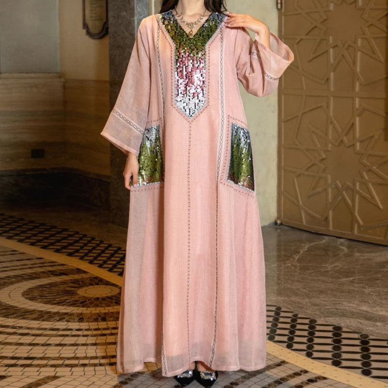 Sequins Abaya Turkey - Palm and Thread