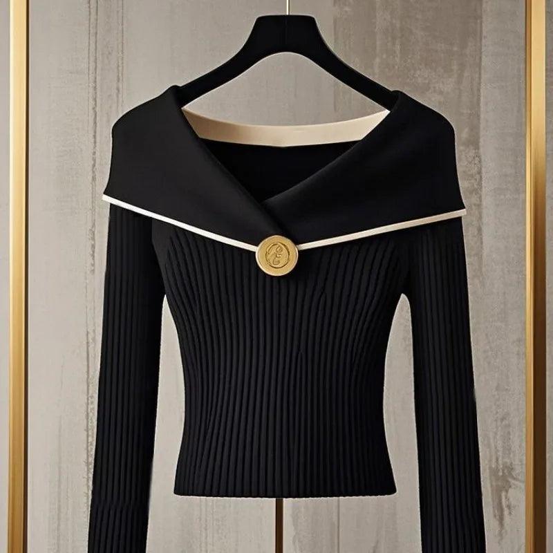 French Style Chic Slim Fit Knitted Sweater Top - Palm and Thread