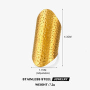 Multiple Styles Stainless Steel Geometric Texture Wide Ring - Palm and Thread