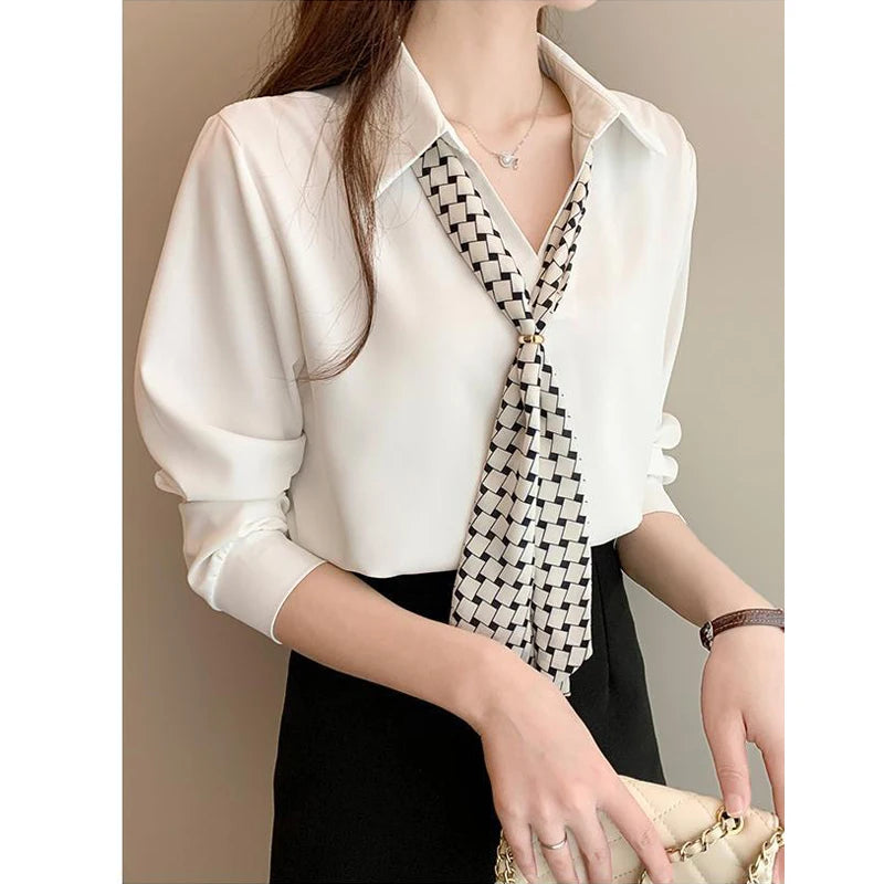 Fashion Chiffon Elegant Chic Bow Tie Blouse - Palm and Thread