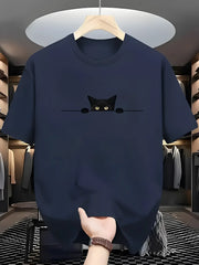 Fashionable Casual Loose Large Cute Cat Pattern Printed T-shirt Top - Palm and Thread