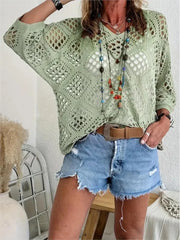 Hollow Out Knitted Sweater - Palm and Thread