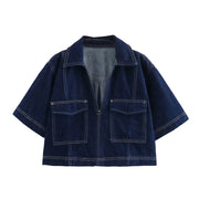 Denim Cropped Shirt and Skirt - Palm and Thread