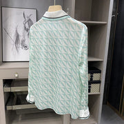 Print Blue Button Up Casual Top - Palm and Thread