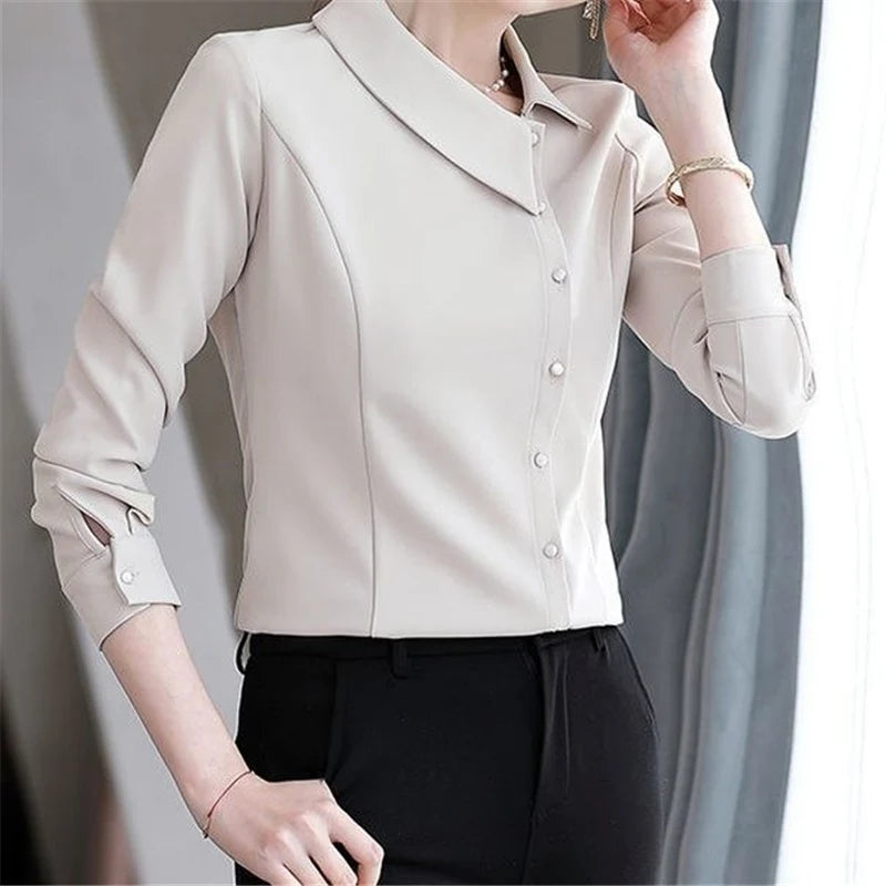 Elegant Chic Asymmetrical Slim Blouse - Palm and Thread