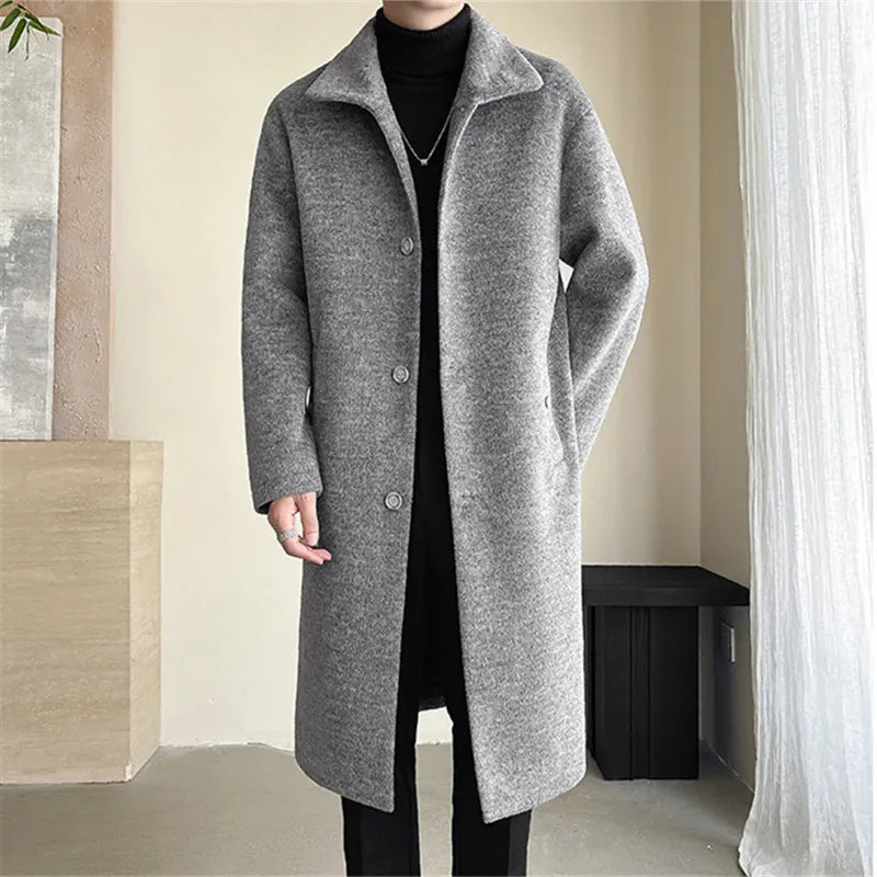 Wool Blend Fashion Long Trench Coat - Palm and Thread