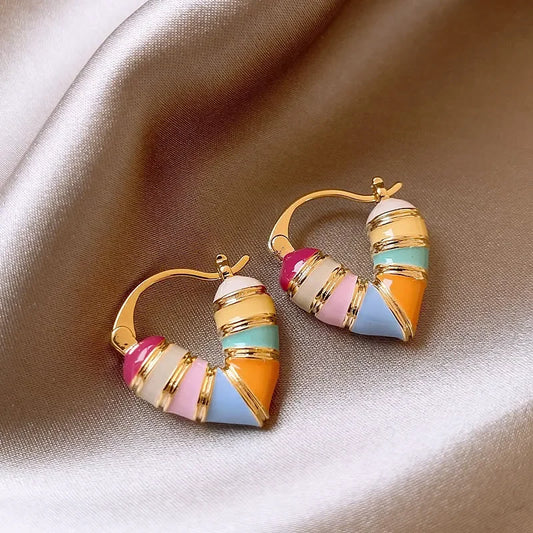 Colorful Heart Ear Buckle Earring - Palm and Thread