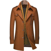 Scarf Collar Cotton-Padded Woolen Coat