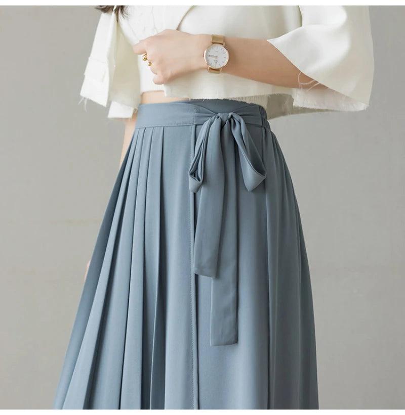 Big Hem Skirt Trousers Pleated Chiffon Pant - Palm and Thread