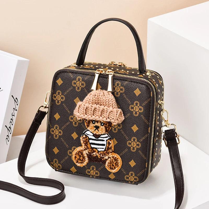 Retro Shoulder PU Leather Printing Small Handbag - Palm and Thread