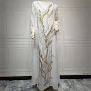Mesh Bead Embroidered Abaya - Palm and Thread