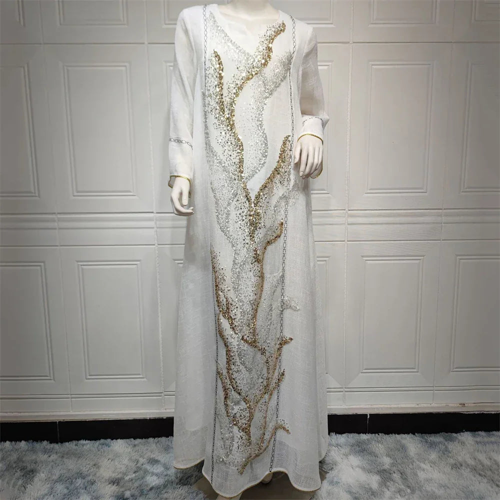 Mesh Bead Embroidered Abaya - Palm and Thread