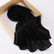 Rhinestone Edge Chiffon Hijab Elegant Breathable Sunscreen Head Wrap - Palm and Thread