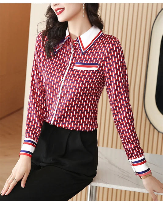Red Plaid Printed Blouse - Palm and Thread