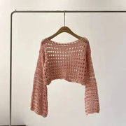 Long Sleeve Crochet Knit Top - Palm and Thread