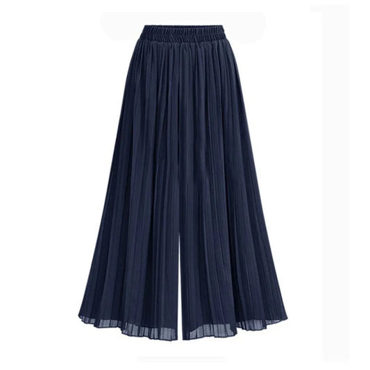 Ankle-Length Chiffon Pleated Culotte Pant - Palm and Thread