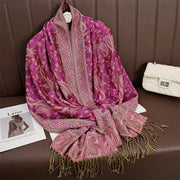 Tassel Design Paisley Jacquard Pashmina - Palm and Thread
