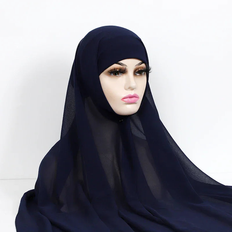 Chiffon Hijab With Underscarf Cap Bonnet Instant - Palm and Thread