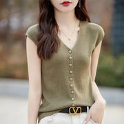 Knitted Suspenders Sleeveless V-Neck Cardigan - Palm and Thread