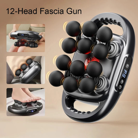 12-Head Fascia Body Massage Gun - Palm and Thread