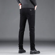 Pure Black Slim Jeans Elastic Straight Pant - Palm and Thread