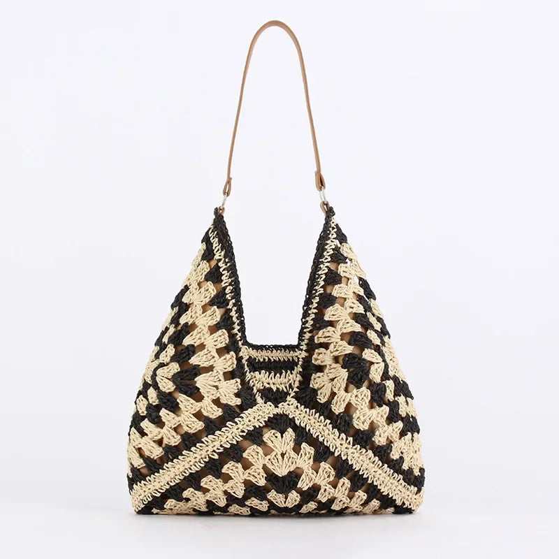 Straw Tote Vintage Vacation Shoulder Bag - Palm and Thread