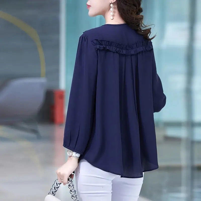 Elegant Chic Sweet Ruffle Chiffon Blouse - Palm and Thread